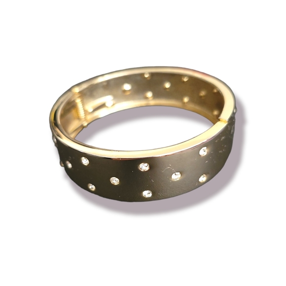 Park Lane Jewelry - Park Lane | Sophisticated Gold Tone Crystal Embedded Hinged Bracelet